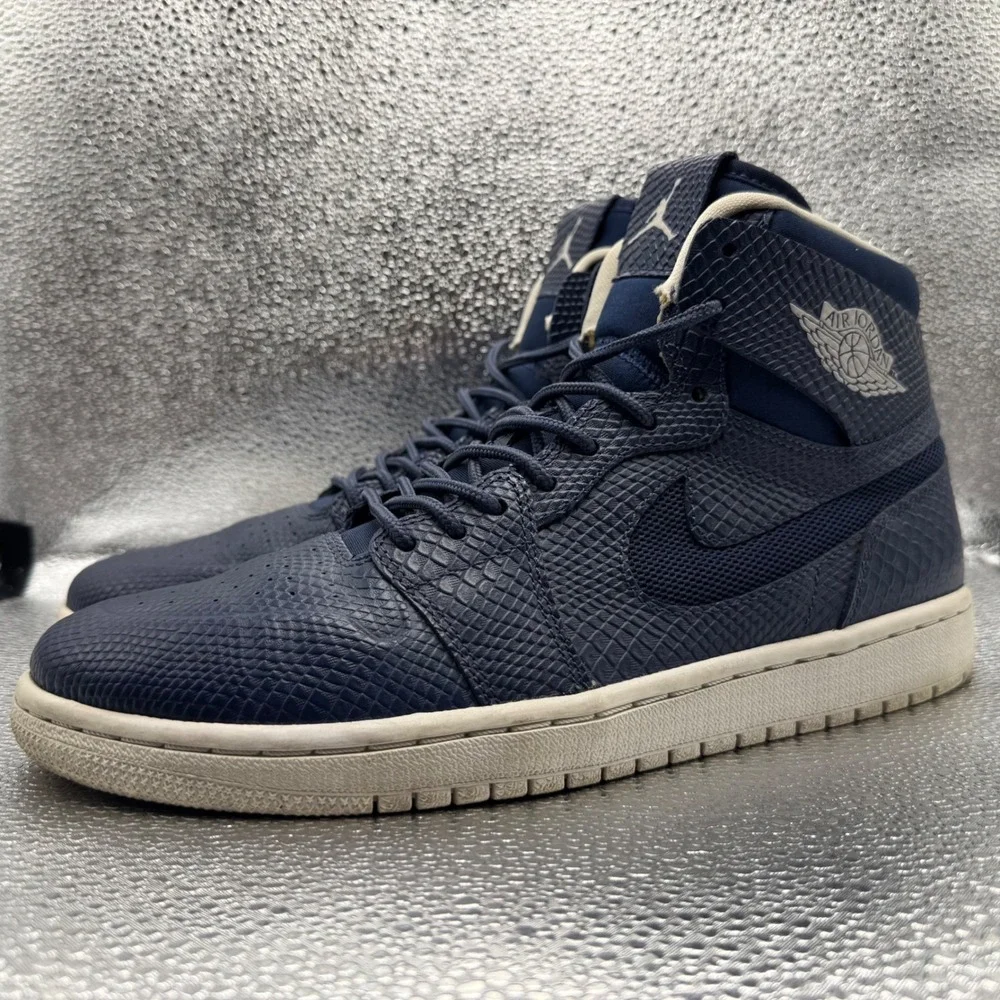 Size 9 Jordan 1 Nouveau Midnight Navy Mens Blue Good Snakeskin 819176-407
